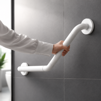 Barre d’Appui Coudée Murale pour Salle de Bain & WC