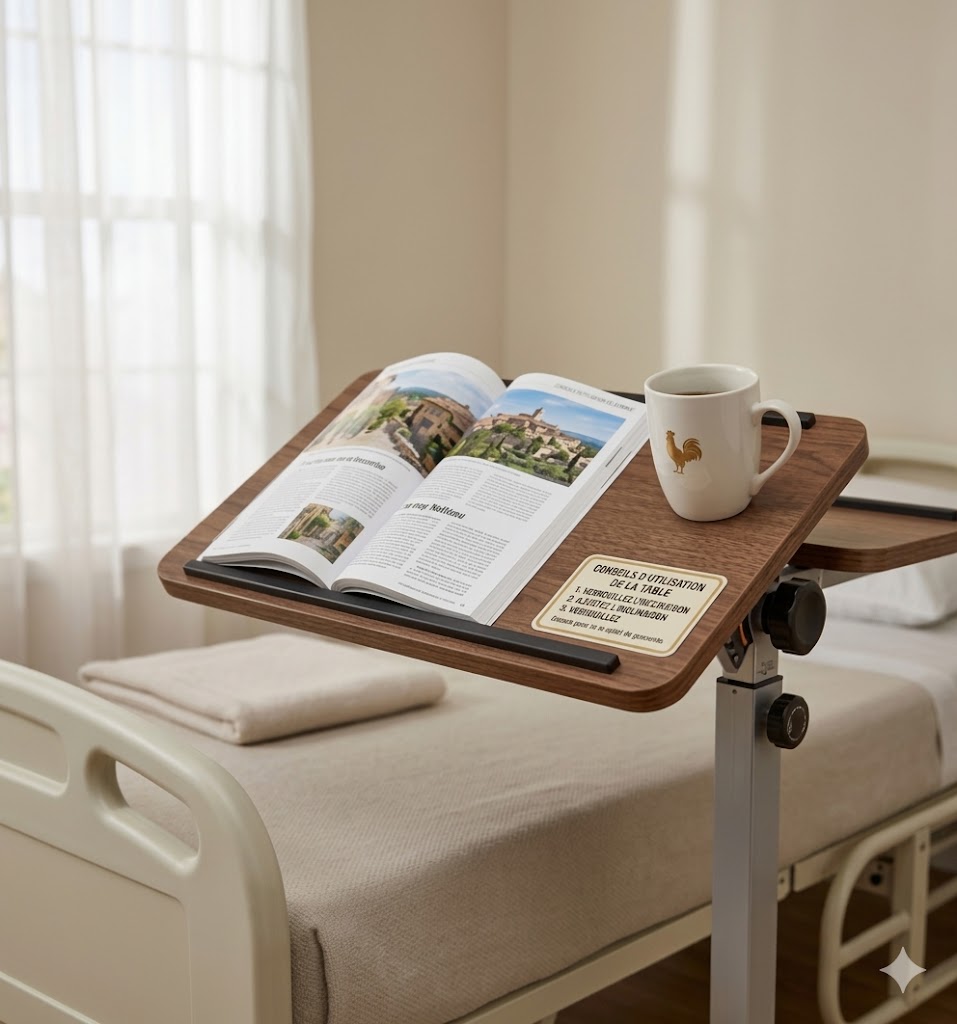 Plateau de table de lit médicalisée