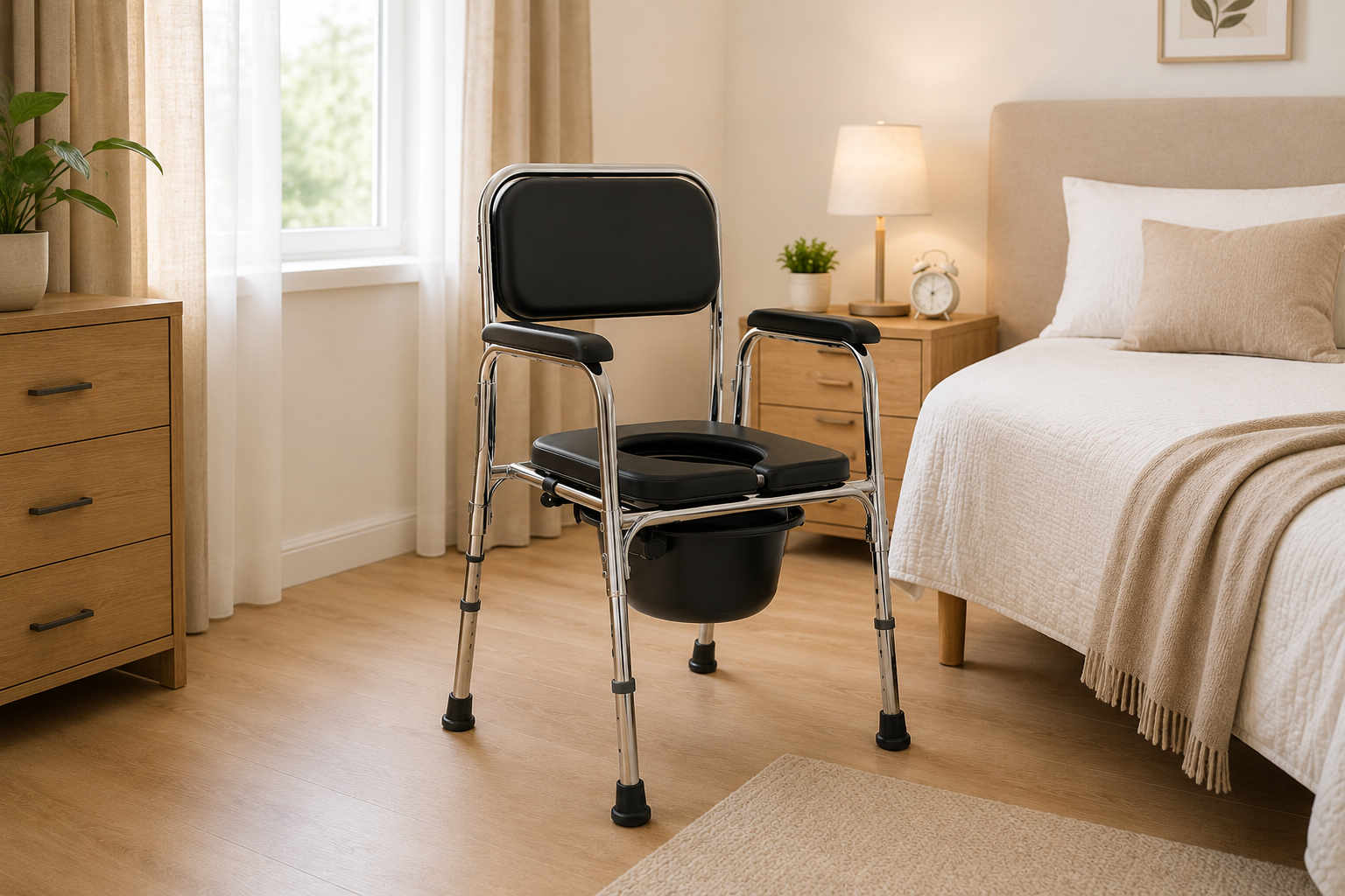 Chaise garde-robe fixe installée dans une chambre à domicile au Maroc