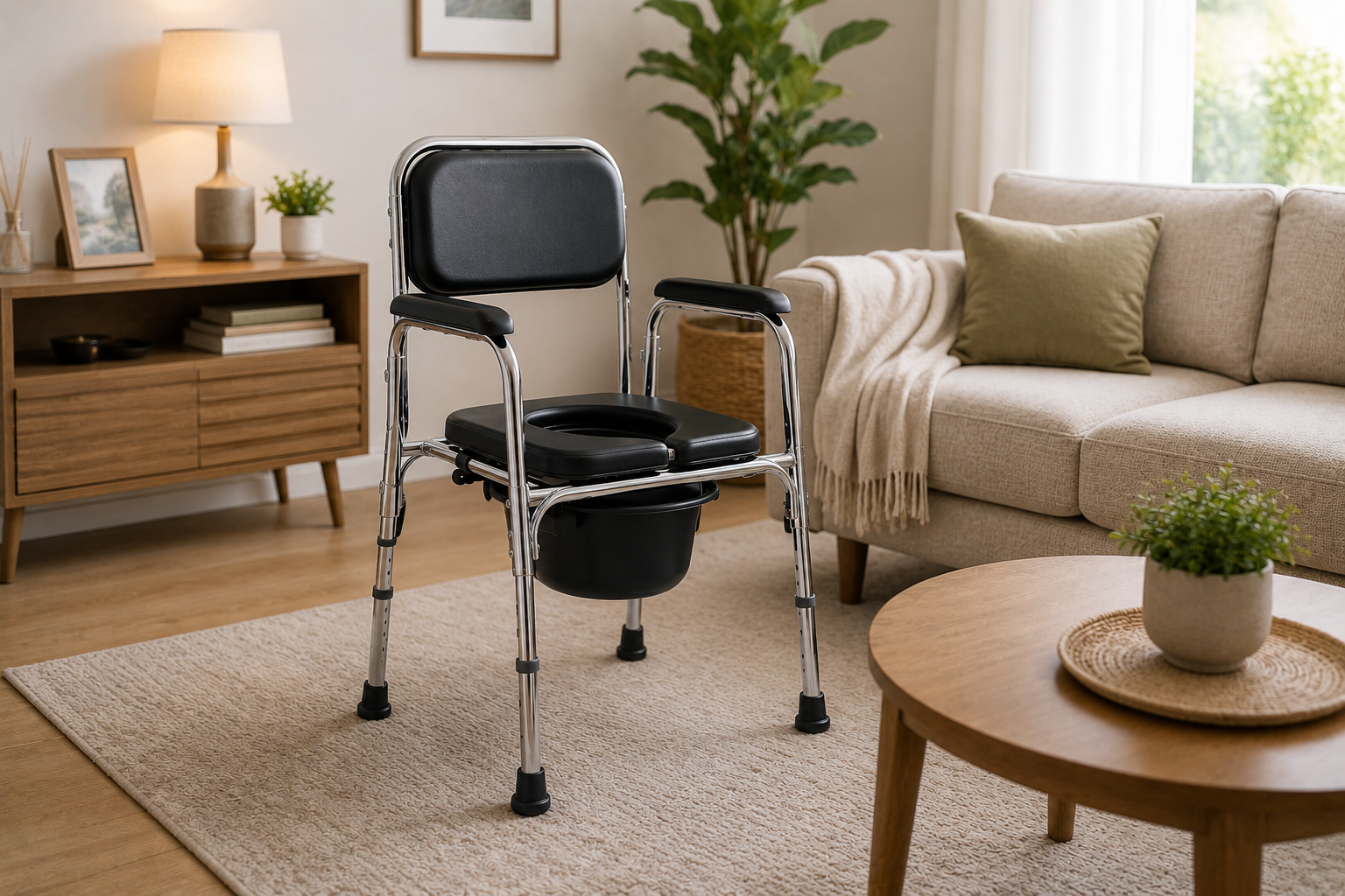 Chaise garde-robe fixe installée dans un salon à domicile au Maroc