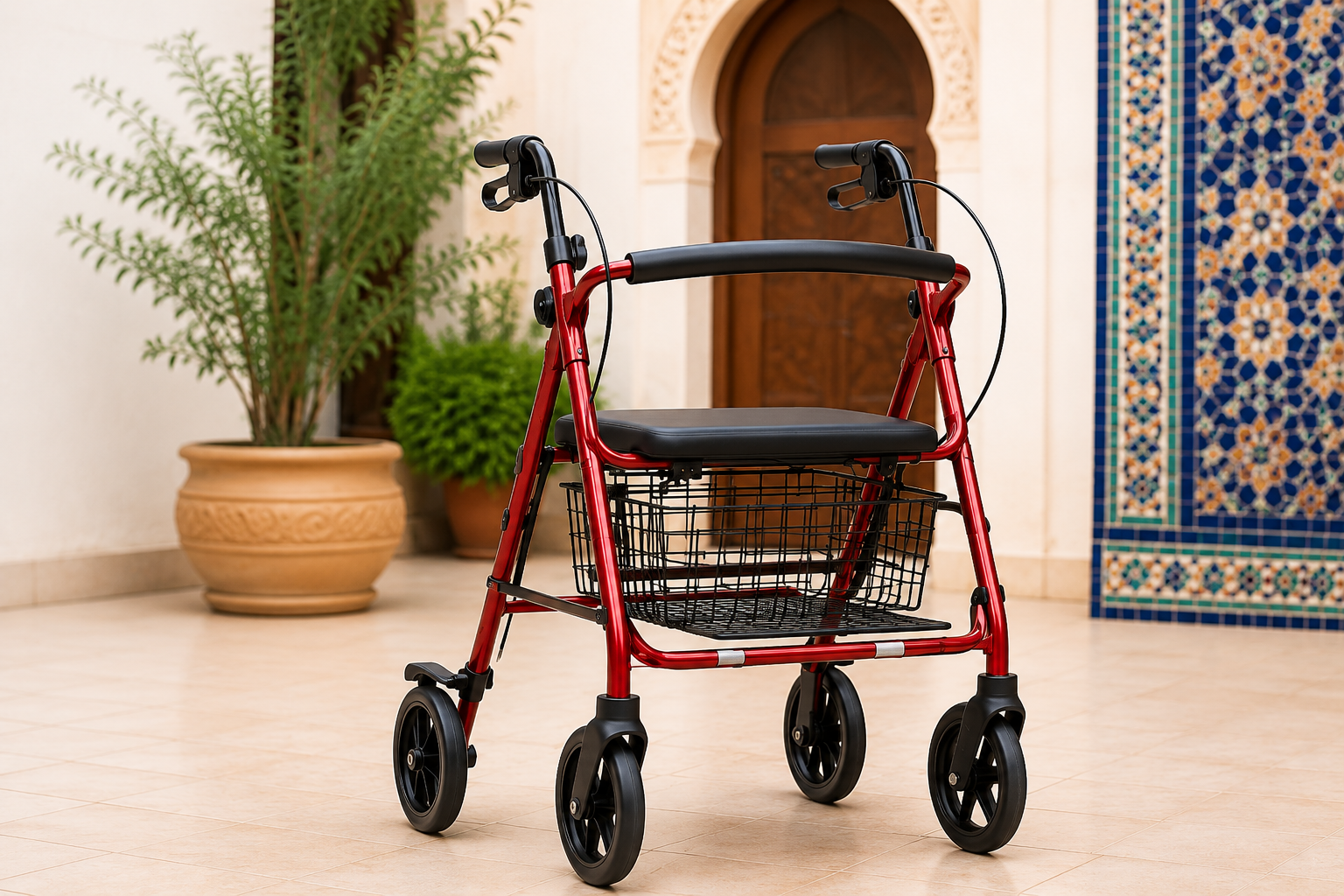 Rollator avec siège et panier Oxymedic Maroc