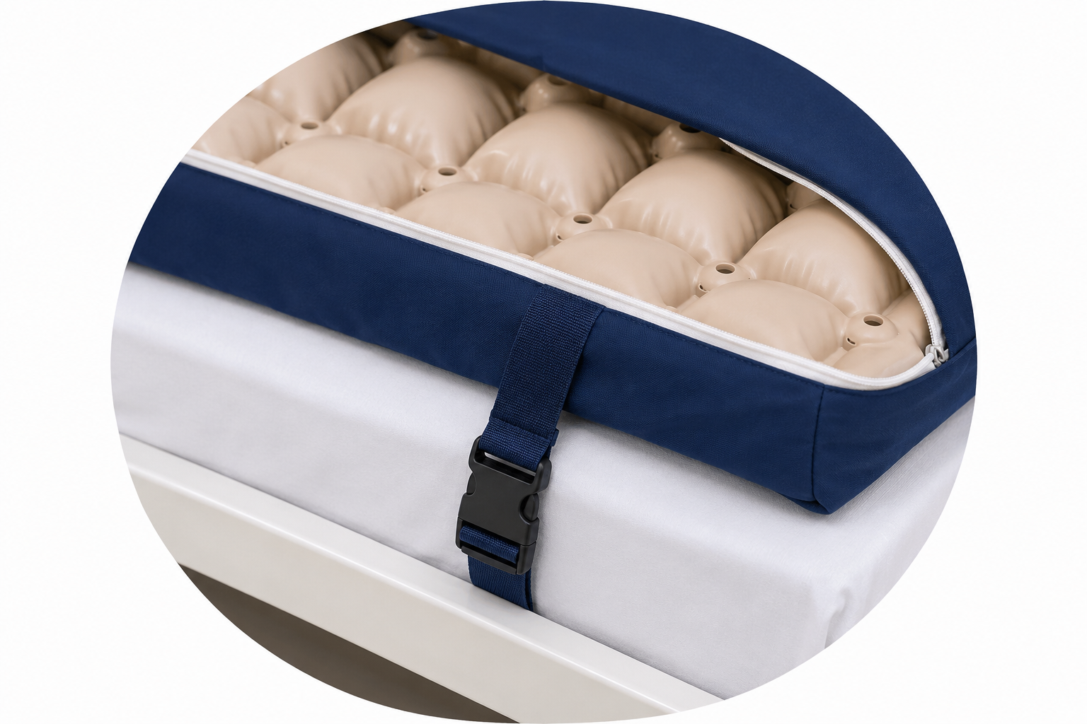 Fixation sécurisée du matelas anti-escarres à air