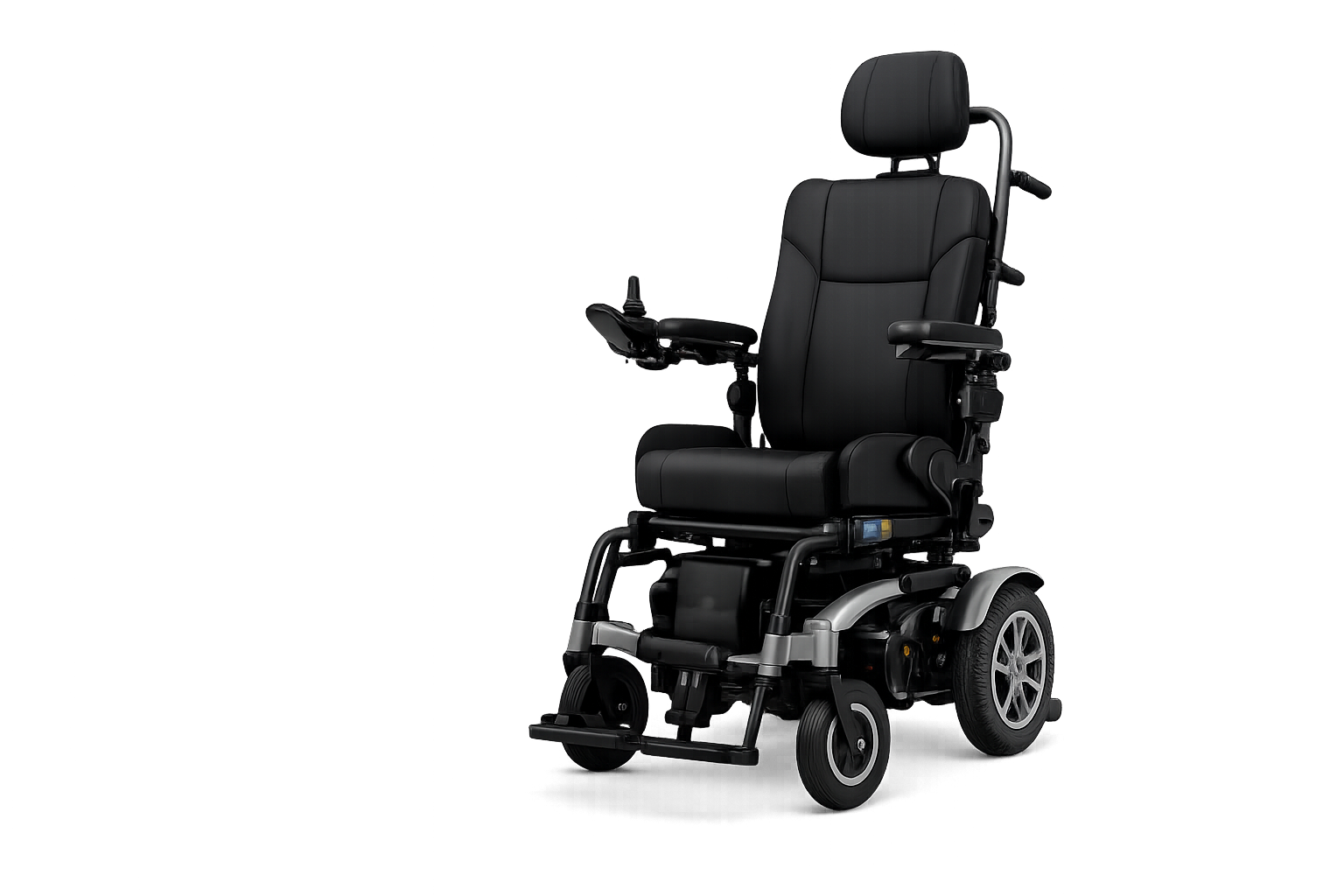 Fauteuil roulant électrique confortable avec siège rembourré et commande joystick