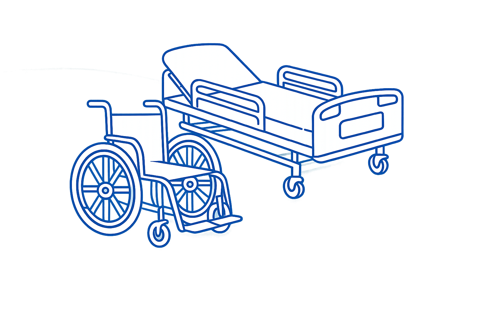 Lit médicalisé et fauteuil roulant pour location de matériel médical au Maroc Oxymedic