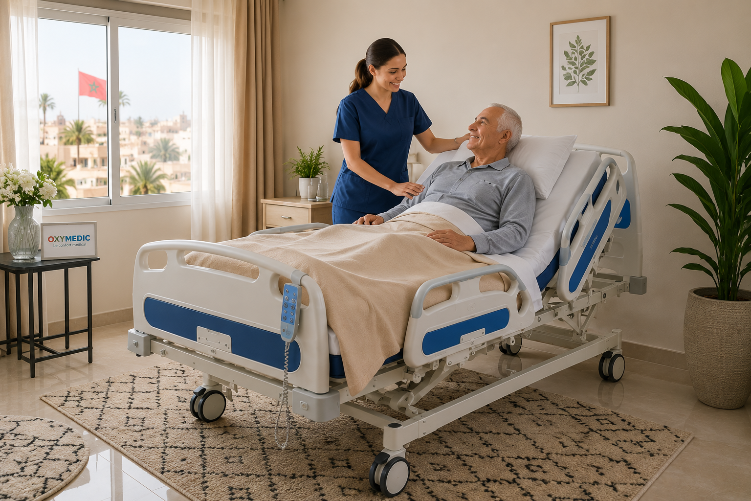 Prévention des escarres avec lit médicalisé à domicile au Maroc